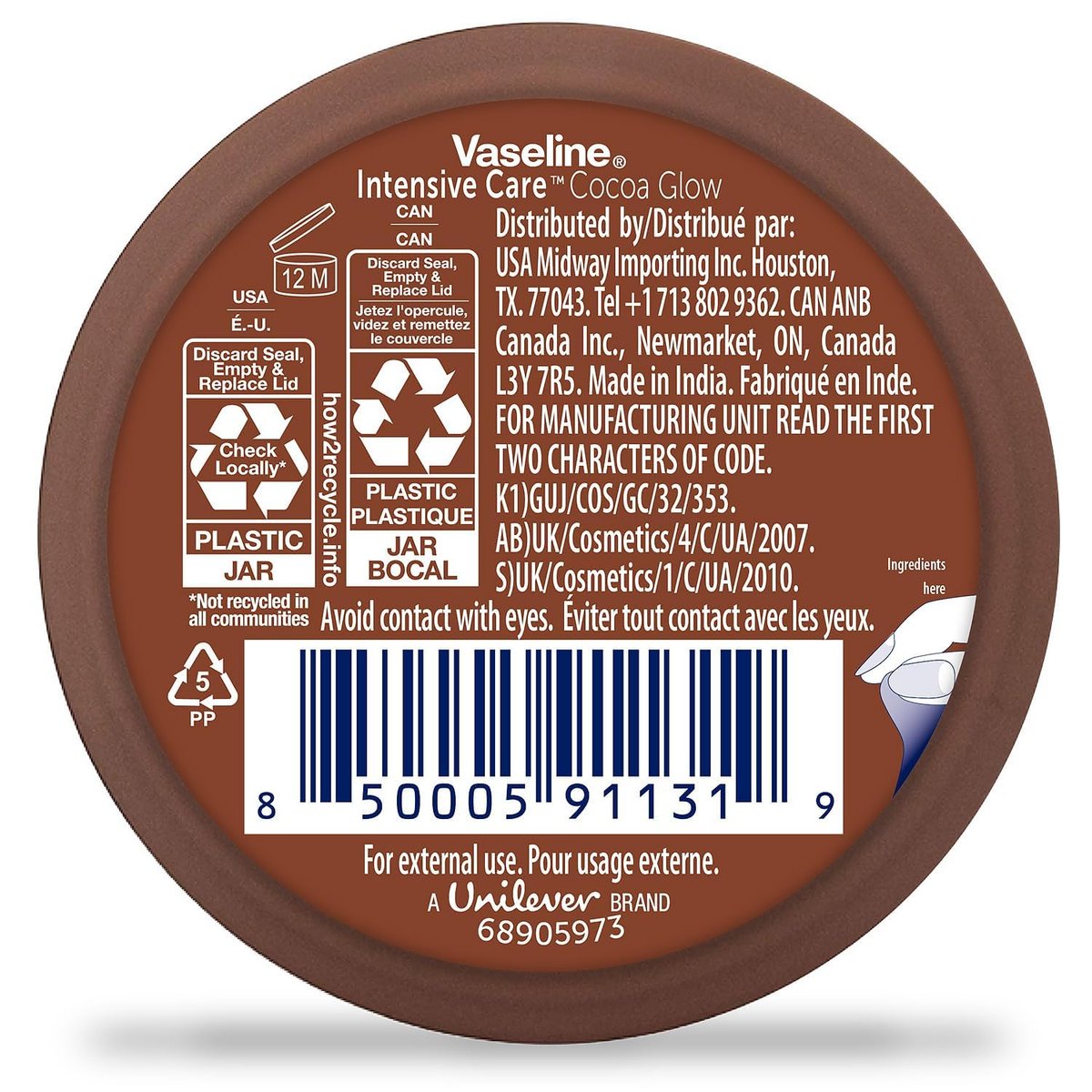 Vaseline Cocoa Glow Body Cream 6-Pack – Pure Cocoa Butter 48H Moisturizing Cream for Dry Skin, Travel-Size, 2.53 Fl Oz Each Avelisse