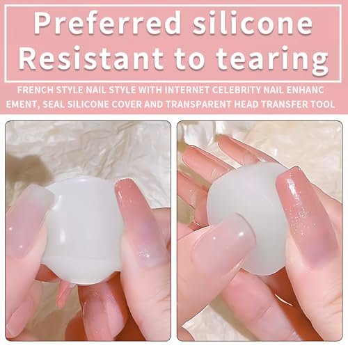French Tip Nail Stamper Kit – Silicone Jelly Nail Art Stamper with Scraper, Reusable Tear-Resistant Tool for Perfect French Manicure at Home - görsel 4