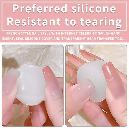 French Tip Nail Stamper Kit – Silicone Jelly Nail Art Stamper with Scraper, Reusable Tear-Resistant Tool for Perfect French Manicure at Home