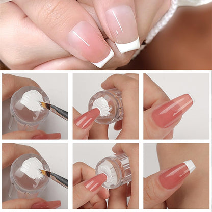 French Tip Nail Stamper Kit – Silicone Jelly Nail Art Stamper with Scraper, Reusable Tear-Resistant Tool for Perfect French Manicure at Home