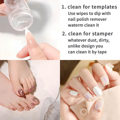 French Tip Nail Stamper Kit – Silicone Jelly Nail Art Stamper with Scraper, Reusable Tear-Resistant Tool for Perfect French Manicure at Home