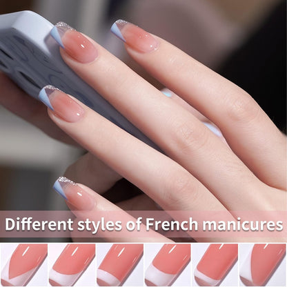 French Tip Nail Stamper Kit – Silicone Jelly Nail Art Stamper with Scraper, Reusable Tear-Resistant Tool for Perfect French Manicure at Home