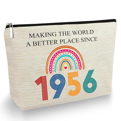 TOBYOVU 70th Birthday Makeup Bag - Gifts for 1956 Birthday, Turning 70 Cosmetic Pouch for Mom Grandma Wife Friend Sister Avelisse