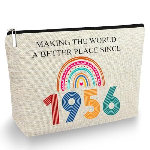 TOBYOVU 70th Birthday Makeup Bag - Gifts for 1956 Birthday, Turning 70 Cosmetic Pouch for Mom Grandma Wife Friend Sister Avelisse