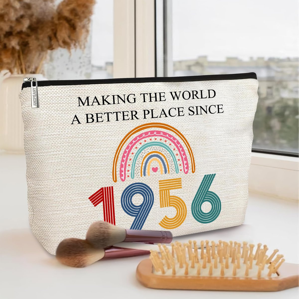 TOBYOVU 70th Birthday Makeup Bag - Gifts for 1956 Birthday, Turning 70 Cosmetic Pouch for Mom Grandma Wife Friend Sister Avelisse
