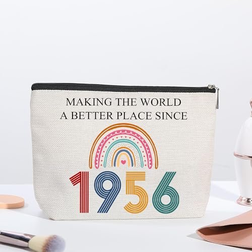 TOBYOVU 70th Birthday Makeup Bag - Gifts for 1956 Birthday, Turning 70 Cosmetic Pouch for Mom Grandma Wife Friend Sister Avelisse
