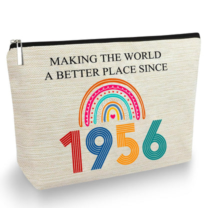 TOBYOVU 70th Birthday Makeup Bag - Gifts for 1956 Birthday, Turning 70 Cosmetic Pouch for Mom Grandma Wife Friend Sister Avelisse