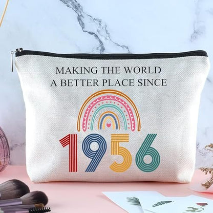 TOBYOVU 70th Birthday Makeup Bag - Gifts for 1956 Birthday, Turning 70 Cosmetic Pouch for Mom Grandma Wife Friend Sister Avelisse
