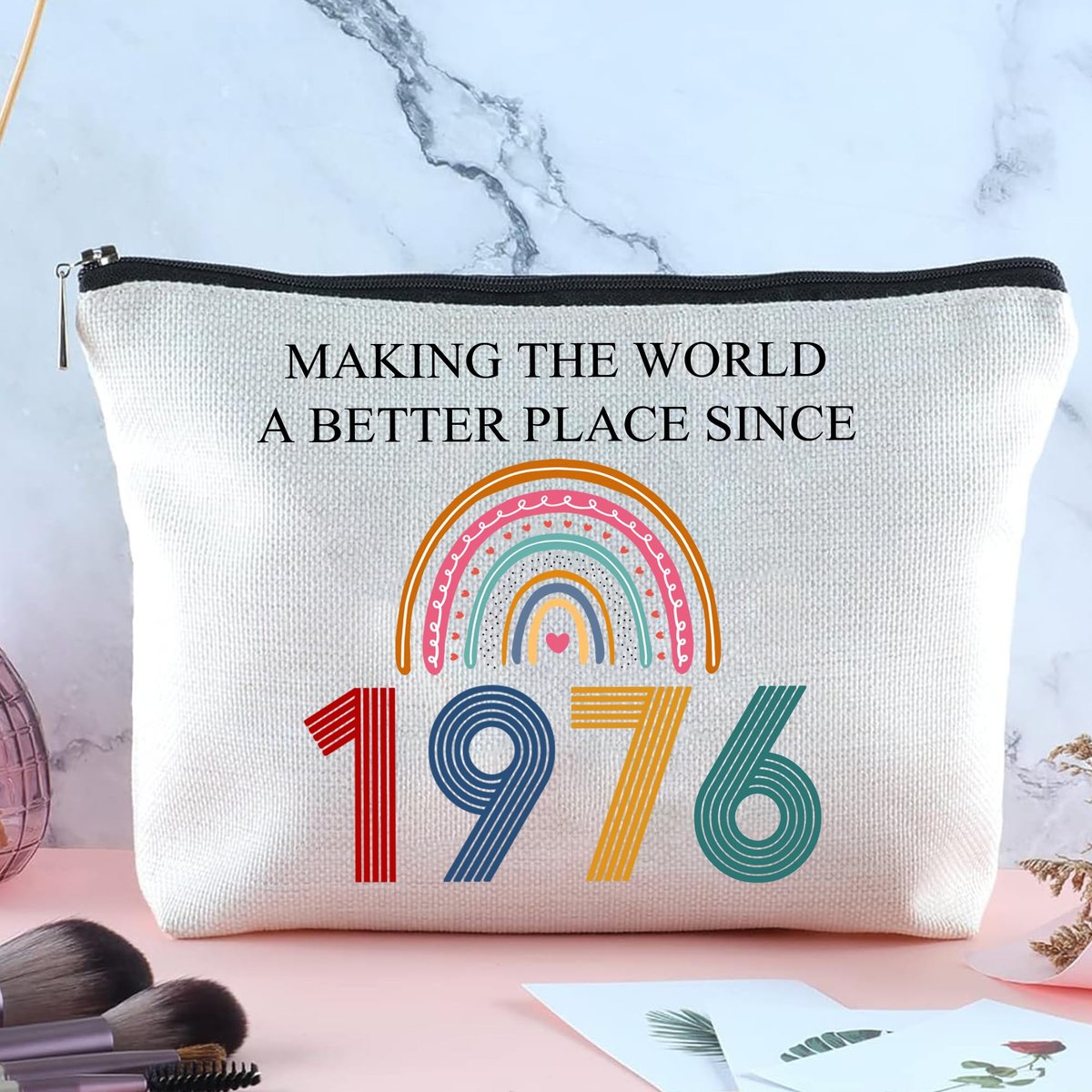 50th Birthday Makeup Bag - TOBYOVU Cosmetic Pouch for Women Turning Fifty - Gift for Her Avelisse