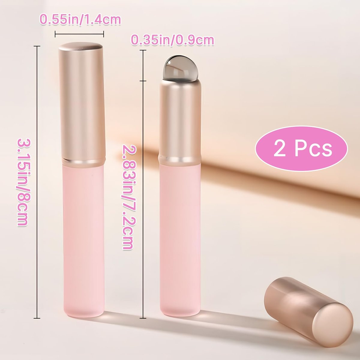 2-Pack Silicone Lip Brushes for Lipstick - Pink, Precision Lip Makeup Applicator with Lid - görsel 12