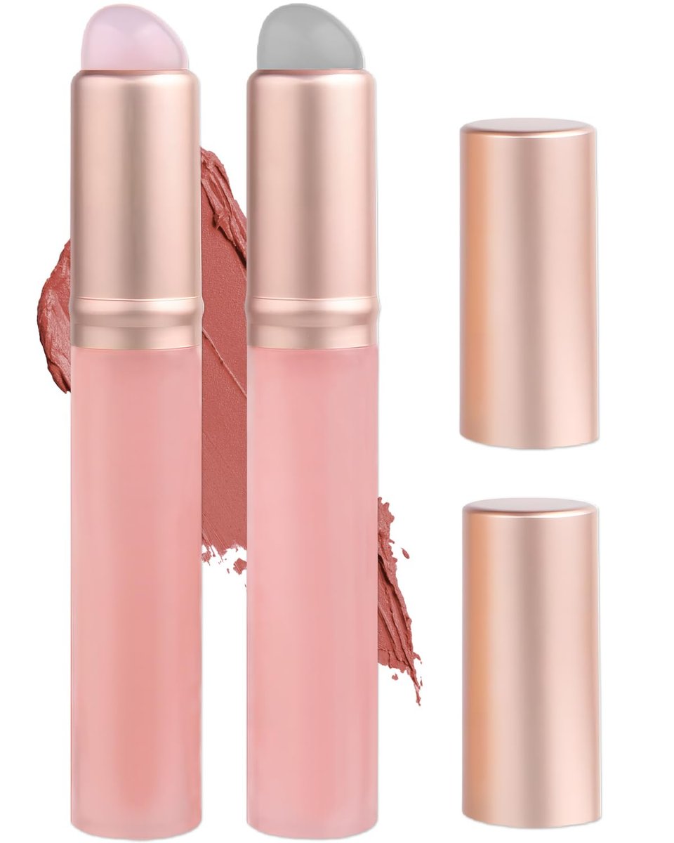 2-Pack Silicone Lip Brushes for Lipstick - Pink, Precision Lip Makeup Applicator with Lid - görsel 2