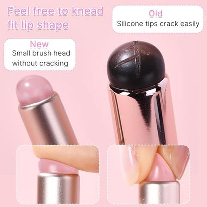 2-Pack Silicone Lip Brushes for Lipstick - Pink, Precision Lip Makeup Applicator with Lid