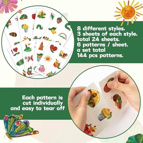 Andi Cppss Hungry Insects Temporary Tattoo - 144PCS Kids Temporary Tattoos for Party Supplies, Insect Theme Tattoo Stickers for Kids, Cute Animal Tattoos for Classroom Reward, Birthday Party, Event Decor Avelisse