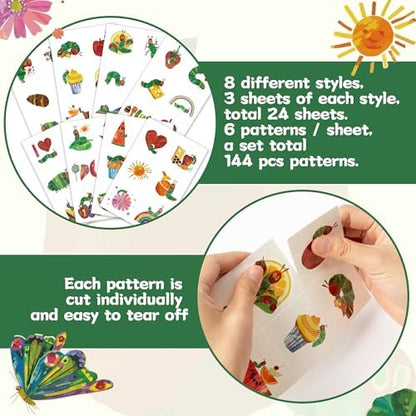 Andi Cppss Hungry Insects Temporary Tattoo - 144PCS Kids Temporary Tattoos for Party Supplies, Insect Theme Tattoo Stickers for Kids, Cute Animal Tattoos for Classroom Reward, Birthday Party, Event Decor Avelisse