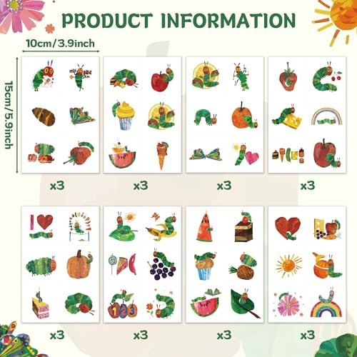 Andi Cppss Hungry Insects Temporary Tattoo - 144PCS Kids Temporary Tattoos for Party Supplies, Insect Theme Tattoo Stickers for Kids, Cute Animal Tattoos for Classroom Reward, Birthday Party, Event Decor Avelisse