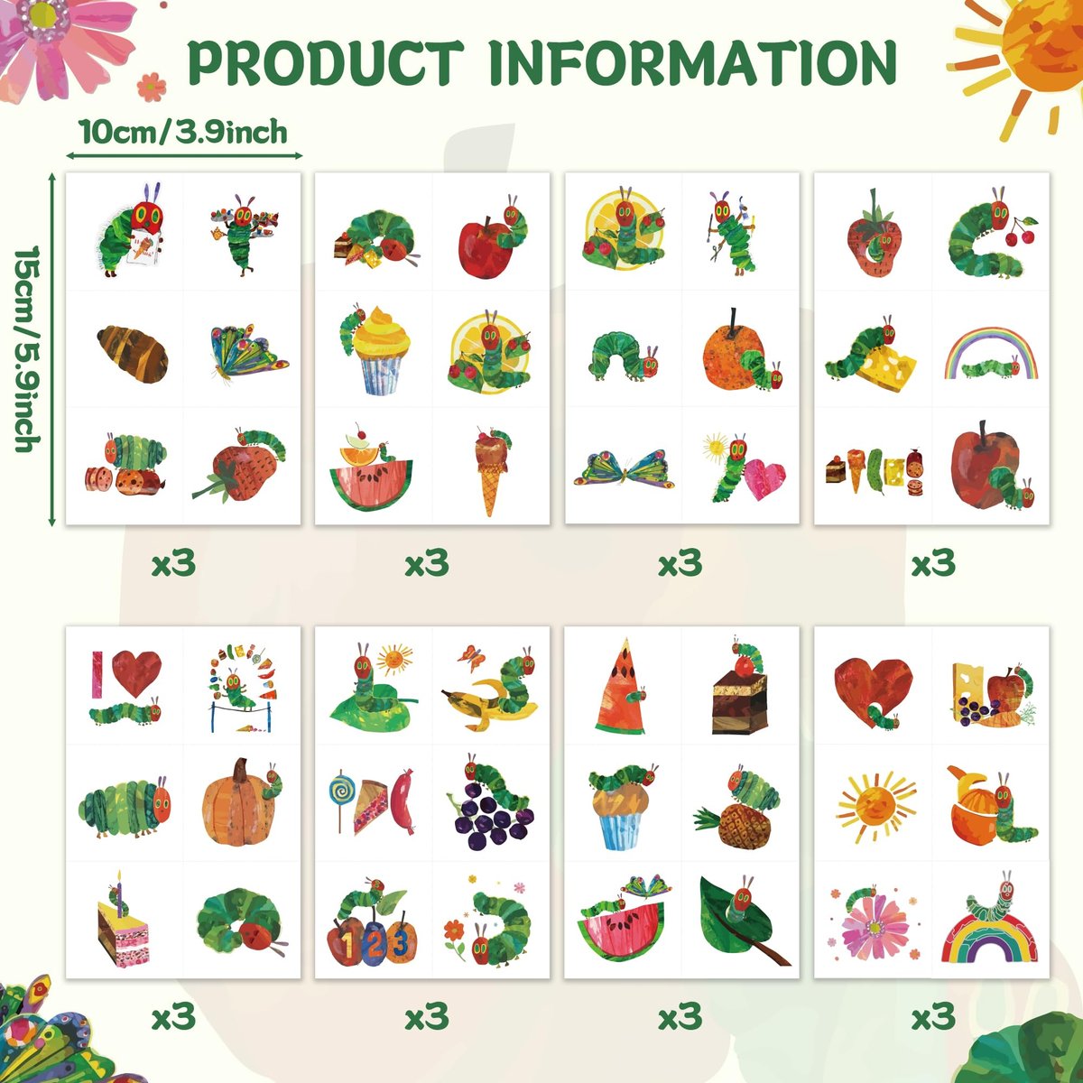 Andi Cppss Hungry Insects Temporary Tattoo - 144PCS Kids Temporary Tattoos for Party Supplies, Insect Theme Tattoo Stickers for Kids, Cute Animal Tattoos for Classroom Reward, Birthday Party, Event Decor Avelisse