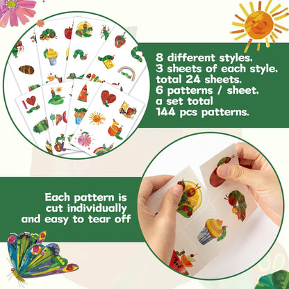 Andi Cppss Hungry Insects Temporary Tattoo - 144PCS Kids Temporary Tattoos for Party Supplies, Insect Theme Tattoo Stickers for Kids, Cute Animal Tattoos for Classroom Reward, Birthday Party, Event Decor Avelisse