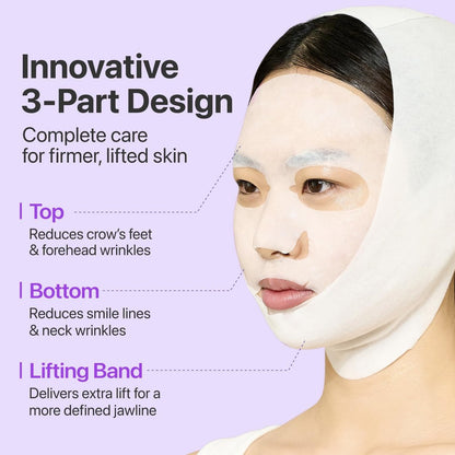numbuzin No.9+ NAD+ BIO Lifting Full Face Mask – Peptide & Collagen Two-Piece Firming Mask for Smooth, Defined-Looking Skin, 4 Sheets + Lifting Band