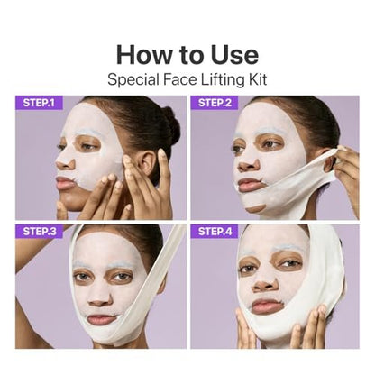 numbuzin No.9+ NAD+ BIO Lifting Full Face Mask – Peptide & Collagen Two-Piece Firming Mask for Smooth, Defined-Looking Skin, 4 Sheets + Lifting Band