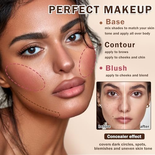 AOAZXBB 12 Colors Cream Blush Palette - Natural Matte Face Makeup with Brush - görsel 10