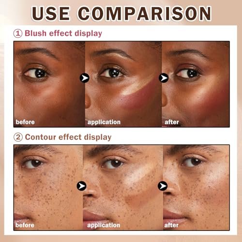 AOAZXBB 12 Colors Cream Blush Palette - Natural Matte Face Makeup with Brush - görsel 6