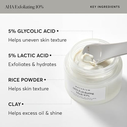 Naturium AHA Exfoliating Mask 10% – Glycolic & Lactic Acids for Radiant, Resurfaced Skin – Vegan & Cruelty-Free – 1.7 oz Avelisse