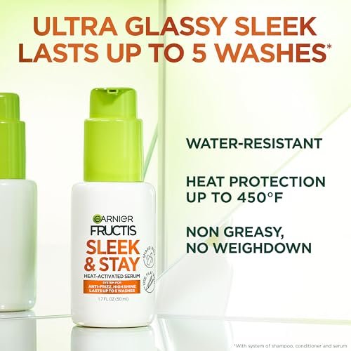 Garnier Fructis Sleek and Shine Sleek and Stay Hair Serum for Frizzy, Dry Hair - Heat Protectant with Alpha Silane, 1.7 Fl Oz - görsel 3