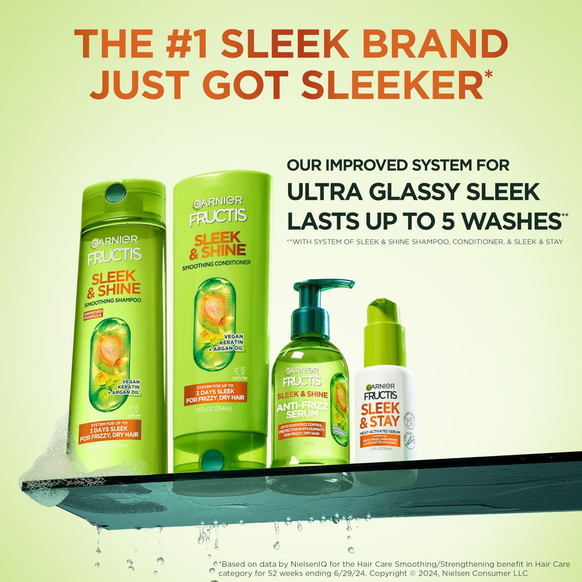 Garnier Fructis Sleek and Shine Sleek and Stay Hair Serum for Frizzy, Dry Hair - Heat Protectant with Alpha Silane, 1.7 Fl Oz - görsel 16