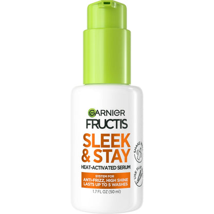 Garnier Fructis Sleek and Shine Sleek and Stay Hair Serum for Frizzy, Dry Hair - Heat Protectant with Alpha Silane, 1.7 Fl Oz