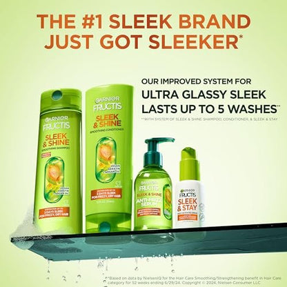 Garnier Fructis Sleek and Shine Sleek and Stay Hair Serum for Frizzy, Dry Hair - Heat Protectant with Alpha Silane, 1.7 Fl Oz