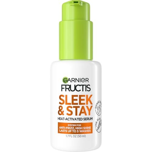 Garnier Fructis Sleek and Shine Sleek and Stay Hair Serum for Frizzy, Dry Hair - Heat Protectant with Alpha Silane, 1.7 Fl Oz - görsel 1