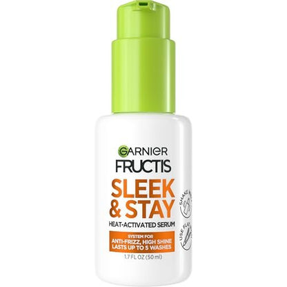 Garnier Fructis Sleek and Shine Sleek and Stay Hair Serum for Frizzy, Dry Hair - Heat Protectant with Alpha Silane, 1.7 Fl Oz