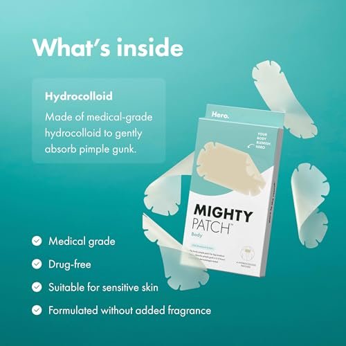 Mighty Patch Hero Body Patch – XXL Hydrocolloid Patch for Bacne, Chestne & Body Breakouts (4 Count) - görsel 14