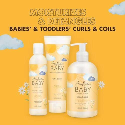 SheaMoisture Baby Essentials Body Wash & Shampoo + Curls & Coils Conditioner & Detangler with Raw Shea, Chamomile & Argan Oil, Pediatrician-Tested, Hypoallergenic, Tear-Free, 13 oz Each - görsel 10