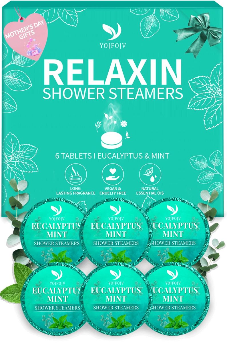 Vapor Shower Steamers Aromatherapy - 6 Pack Eucalyptus & Menthol Shower Tablets for Relaxation & Congestion Relief, Self-Care Spa Gifts for Mom, Husband, Wife, Women, Men - görsel 1