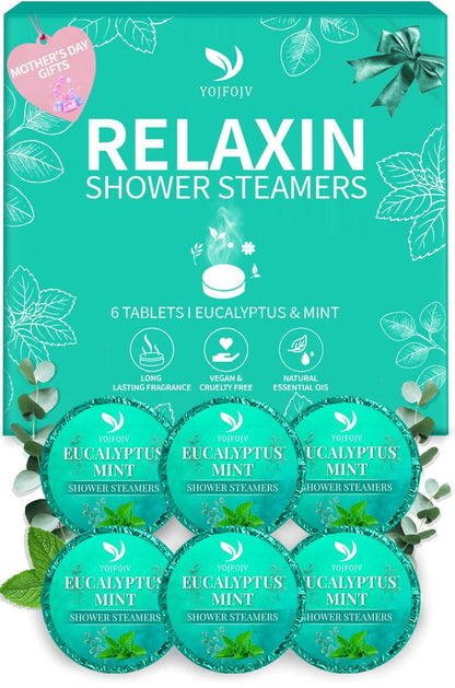 Vapor Shower Steamers Aromatherapy - 6 Pack Eucalyptus & Menthol Shower Tablets for Relaxation & Congestion Relief, Self-Care Spa Gifts for Mom, Husband, Wife, Women, Men