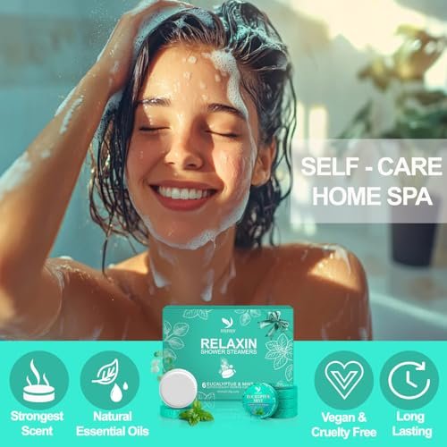 Vapor Shower Steamers Aromatherapy - 6 Pack Eucalyptus & Menthol Shower Tablets for Relaxation & Congestion Relief, Self-Care Spa Gifts for Mom, Husband, Wife, Women, Men - görsel 12