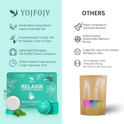 Vapor Shower Steamers Aromatherapy - 6 Pack Eucalyptus & Menthol Shower Tablets for Relaxation & Congestion Relief, Self-Care Spa Gifts for Mom, Husband, Wife, Women, Men