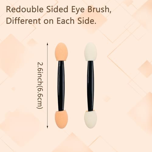 50-Pack Disposable Eyeshadow Applicators - Double-Sided Sponge Tip Shadow Sticks for Home & Travel Avelisse
