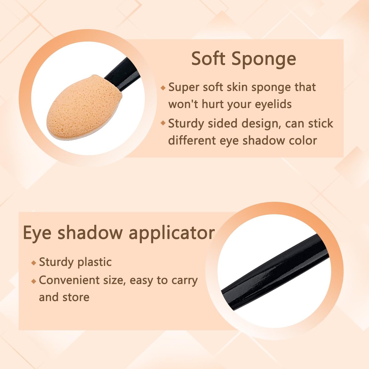 50-Pack Disposable Eyeshadow Applicators - Double-Sided Sponge Tip Shadow Sticks for Home & Travel Avelisse
