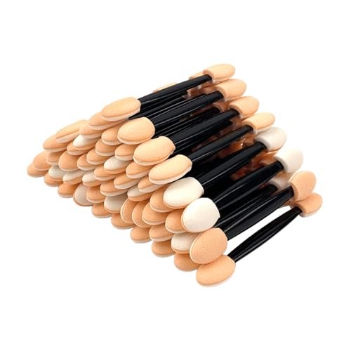 50-Pack Disposable Eyeshadow Applicators - Double-Sided Sponge Tip Shadow Sticks for Home & Travel Avelisse