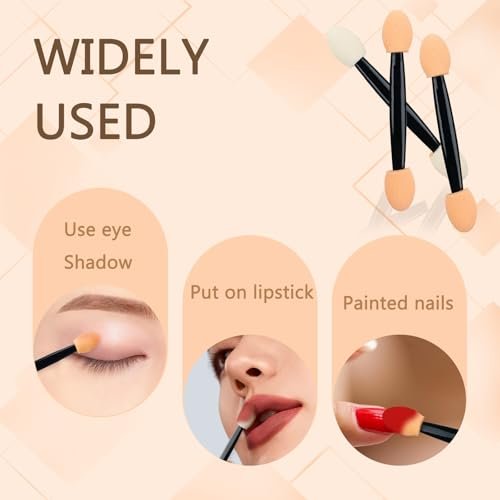 50-Pack Disposable Eyeshadow Applicators - Double-Sided Sponge Tip Shadow Sticks for Home & Travel Avelisse