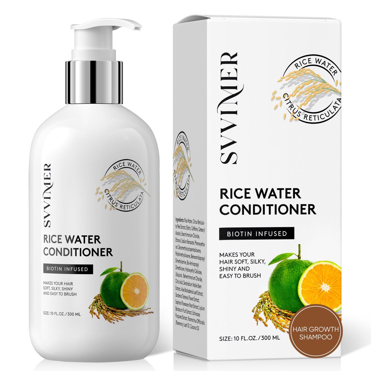 Svvimer Rice Water Hair Growth Conditioner - Thickening Conditioner with Biotin for Hair Loss and Thinning Hair - Sulfate Free for Women and Men 10 Fl Oz Avelisse