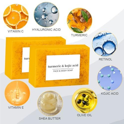 3-Pack Lemon Turmeric Soap Bars for Face and Body – Natural Turmeric Extract, Gentle & Effective Cleansing