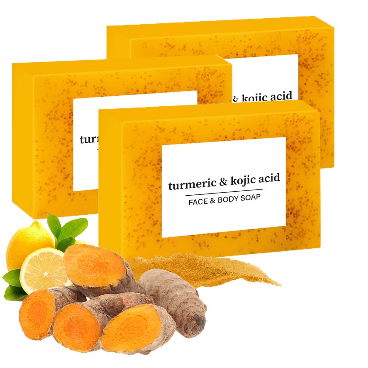 3-Pack Lemon Turmeric Soap Bars for Face and Body – Natural Turmeric Extract, Gentle & Effective Cleansing - görsel 1