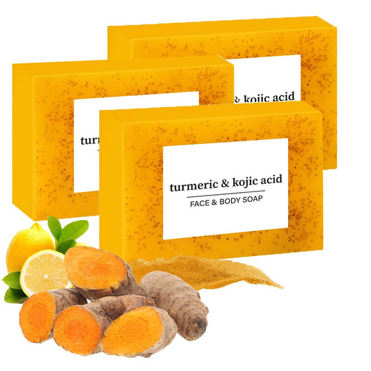 3-Pack Lemon Turmeric Soap Bars for Face and Body – Natural Turmeric Extract, Gentle & Effective Cleansing