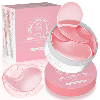 YOYORY Under Eye Patches Masks for Fine Lines, Dark Circles, and Puffiness - Collagen & Hyaluronic Acid Eye Treatment for Women and Men (60 Patches, Pink) Avelisse