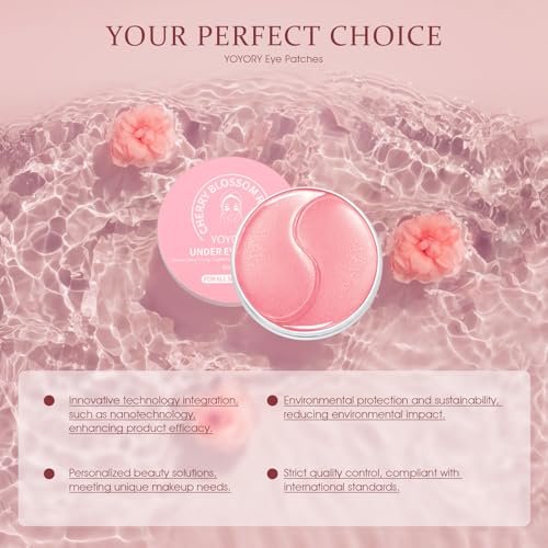 YOYORY Under Eye Patches Masks for Fine Lines, Dark Circles, and Puffiness - Collagen & Hyaluronic Acid Eye Treatment for Women and Men (60 Patches, Pink) Avelisse