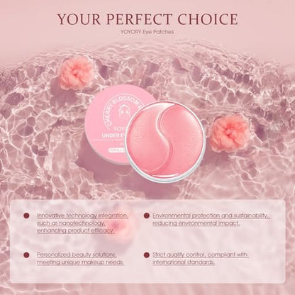YOYORY Under Eye Patches Masks for Fine Lines, Dark Circles, and Puffiness - Collagen & Hyaluronic Acid Eye Treatment for Women and Men (60 Patches, Pink) Avelisse