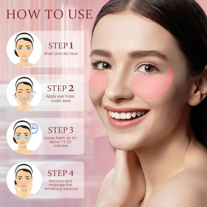 YOYORY Under Eye Patches Masks for Fine Lines, Dark Circles, and Puffiness - Collagen & Hyaluronic Acid Eye Treatment for Women and Men (60 Patches, Pink) Avelisse